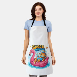 Kawaii Space Cat Vacation Design Apron