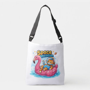  Kawaii Space Cat Vacation Design Crossbody Bag