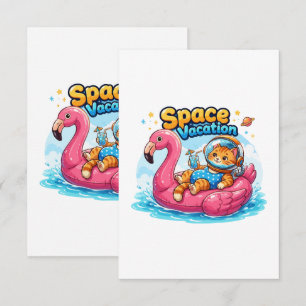 Kawaii Space Cat Vacation Design Thank You Card