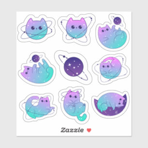 Kawaii Space Planet Kitty Vinyl Stickers