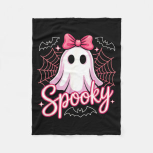 Kawaii spooky ghost cute pink halloween graphic fleece blanket