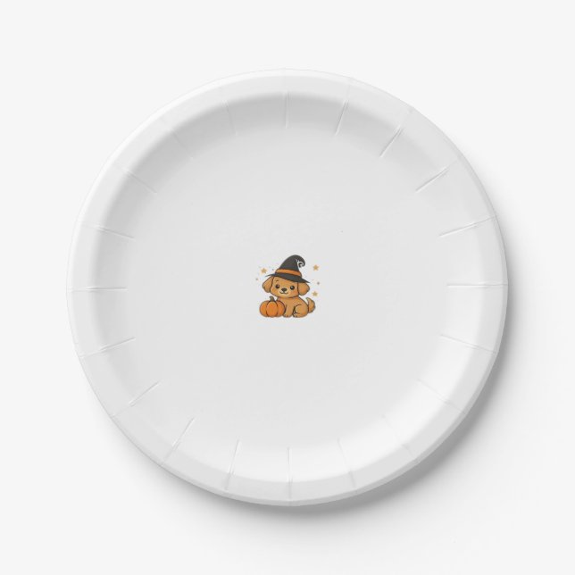 Kawaii Spooky Season Dog � Halloween Pup Classic T Paper Plate (Front)
