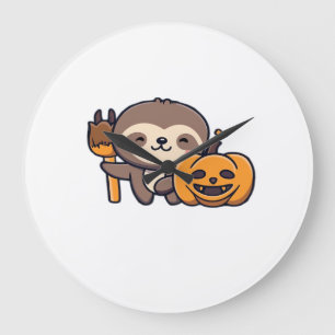 kawaii spooky sloth Classic T-Shirt Large Clock