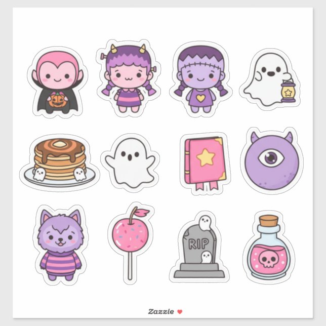 Kawaii Spooky Sweethearts Sticker Pack (Sheet)