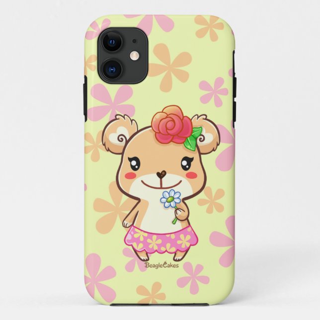 Kawaii Spring Time Flower Bear iPhone 5/5S Case (Back)