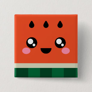 Kawaii Square Watermelon Button / Pin / Badge