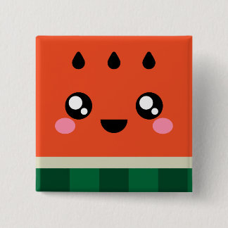 Kawaii Square Watermelon Button / Pin / Badge