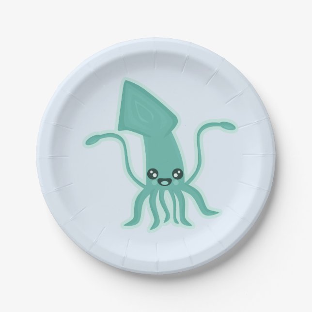 Kawaii Squid Paper Plate (Front)