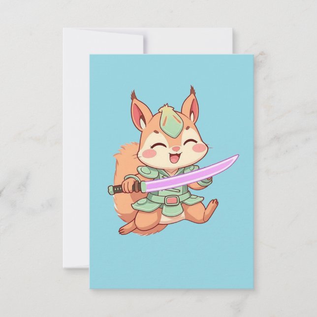 Kawaii Squirrel Samurai. Card (Front)