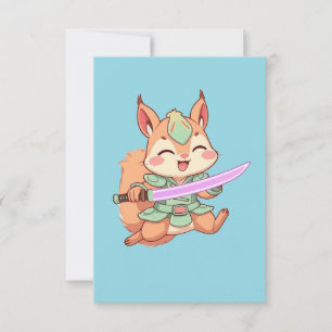 Kawaii Squirrel Samurai. Card