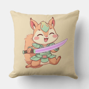 Kawaii Squirrel Samurai. Cushion