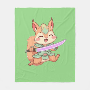 Kawaii Squirrel Samurai. Fleece Blanket
