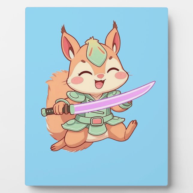 Kawaii Squirrel Samurai. Plaque (Front)
