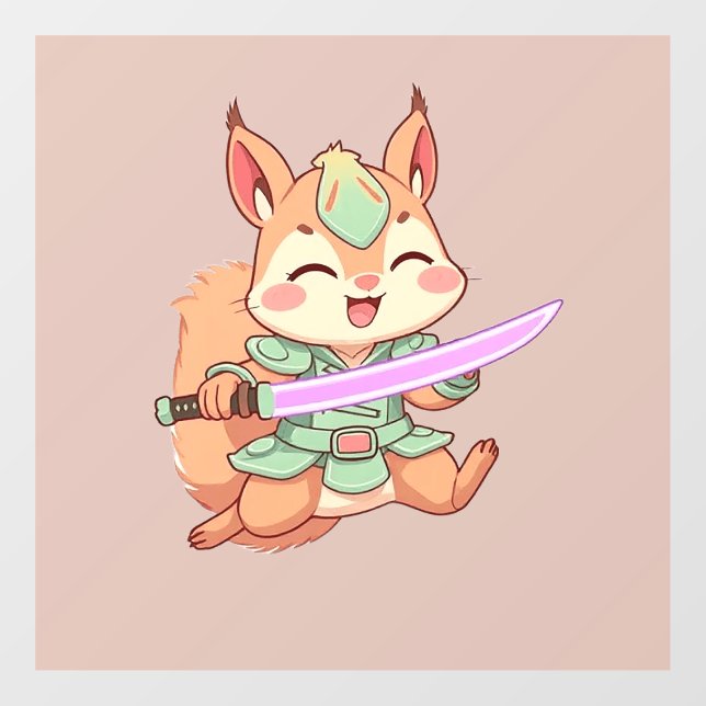 Kawaii Squirrel Samurai. Window Cling (Sheet)