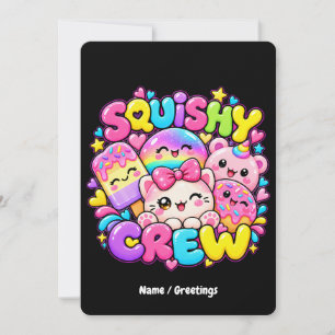 Kawaii Squishy Crew Cute Pastel Candy Anime Art Invitation