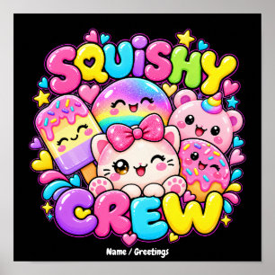 Kawaii Squishy Crew Cute Pastel Candy Anime Art Poster
