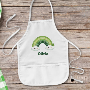 Kawaii St. Patrick’s Day Green Rainbow Kids Apron