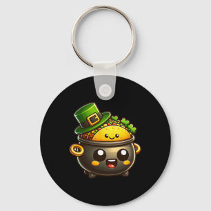 Kawaii St Patricks' Day Pot O Tacos Irish Mexican Key Ring