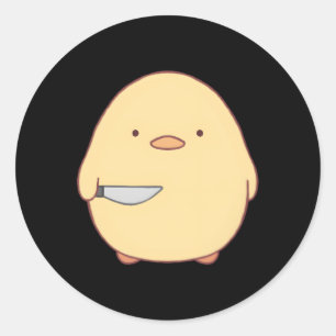 Kawaii Stabby Duck With Knife Classic Round Sticker