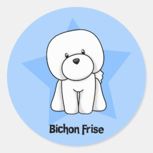 Kawaii Star Bichon Frise Classic Round Sticker