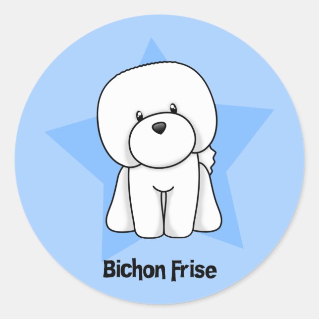 Kawaii Star Bichon Frise Classic Round Sticker (Front)