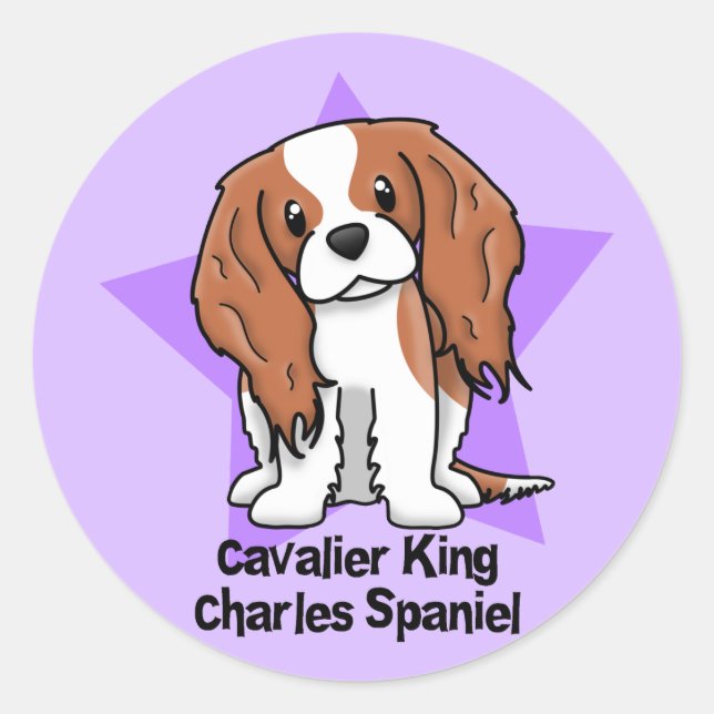 Kawaii Star Blenheim Cavalier King Charles Spaniel Classic Round Sticker (Front)