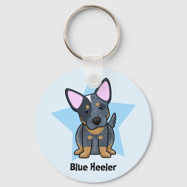 Kawaii Star Blue Heeler Key Ring (Front)
