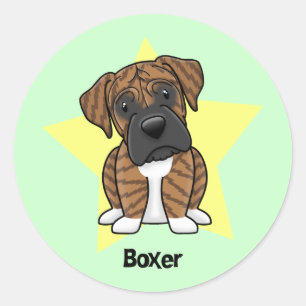 Kawaii Star Brindle Boxer Classic Round Sticker