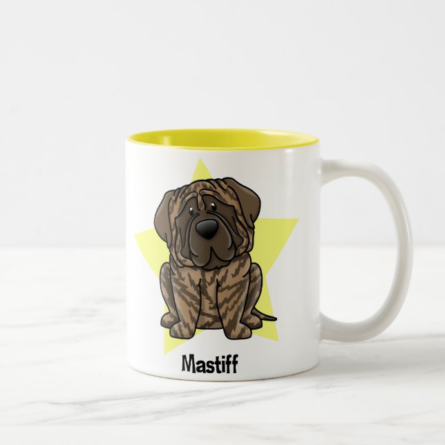 Kawaii Star Brindle Mastiff Two-Tone Coffee Mug (Right)