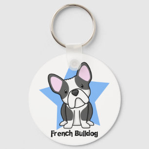Kawaii Star BW French Bulldog Key Ring