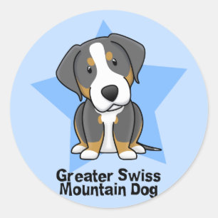 Kawaii Star Greater Swiss Mountain Dog Classic Round Sticker