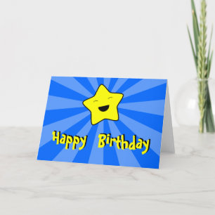 Kawaii star happy birthday greetings card