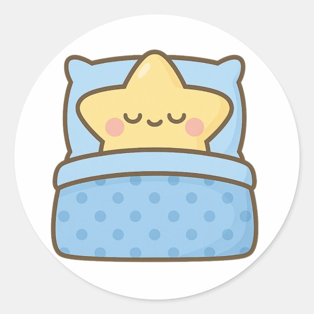 Kawaii Star in Bed – Transparent Sticker (Front)