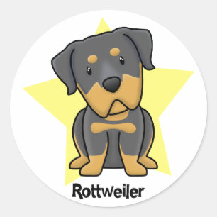 Kawaii Star Rottweiler Classic Round Sticker