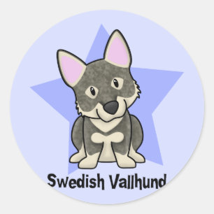 Kawaii Star Swedish Vallhund Classic Round Sticker