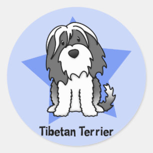 Kawaii Star Tibetan Terrier Classic Round Sticker