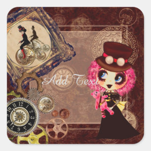 Kawaii Steampunk PinkyP Square Sticker