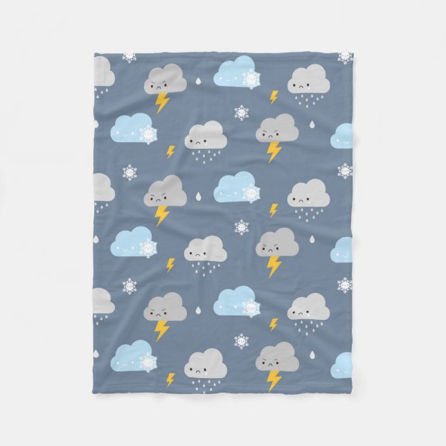 Kawaii Stormy Weather Fleece Blanket (Front)