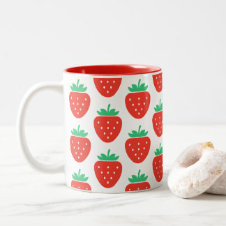 kawaii strawberries Two-Tone coffee mug