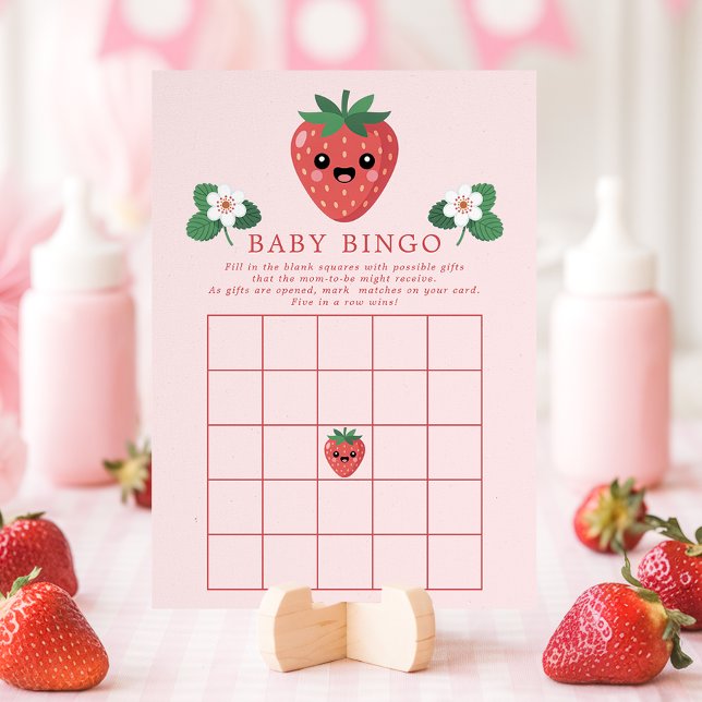 Kawaii Strawberry Baby Shower Bingo Game Card (Creator Uploaded)