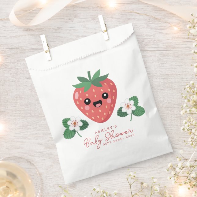 Kawaii Strawberry Baby Shower Favour Bags (Clipped)