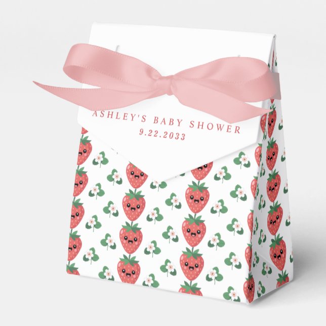 Kawaii Strawberry Baby Shower Favour Box (Front Side)