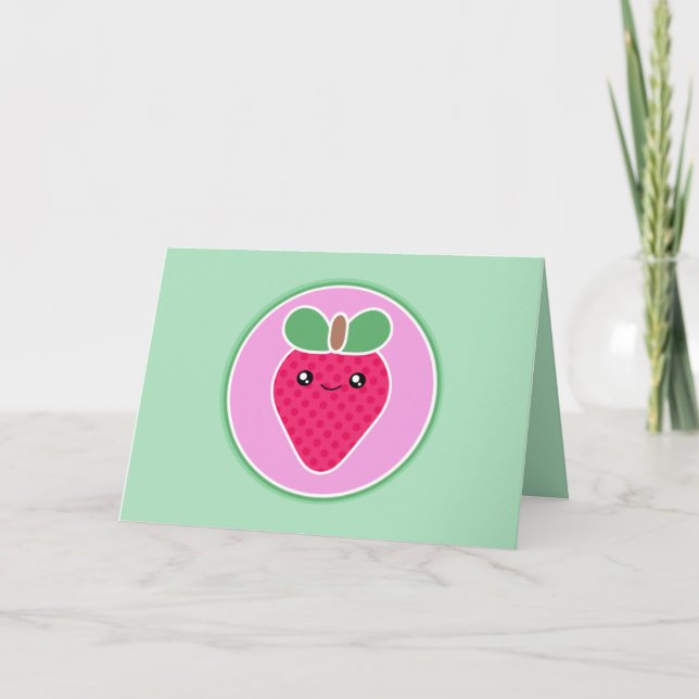 Kawaii Strawberry Birthday Card (Front)