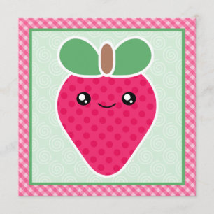 Kawaii Strawberry Birthday Party Invitations