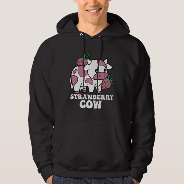 Kawaii Strawberry Cow Crazy Cow Lady Farm Animal Hoodie (Front)