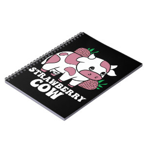 Kawaii Strawberry Cow Crazy Cow Lady Farm Animal Notebook