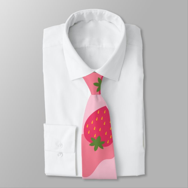 kawaii strawberry cow pattern tie (Tied)