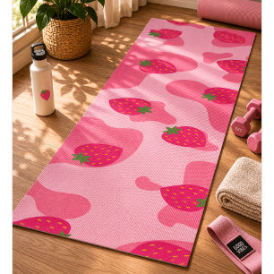 kawaii strawberry cow pattern yoga mat