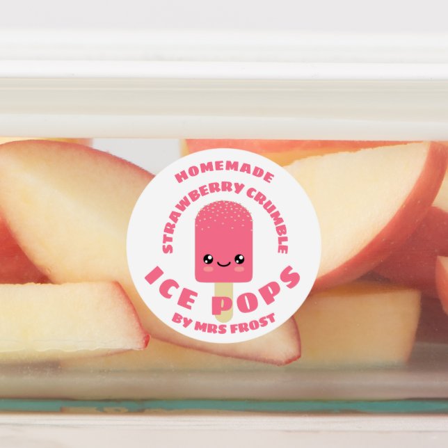 Kawaii Strawberry Crumble Ice Pops (Affixed)