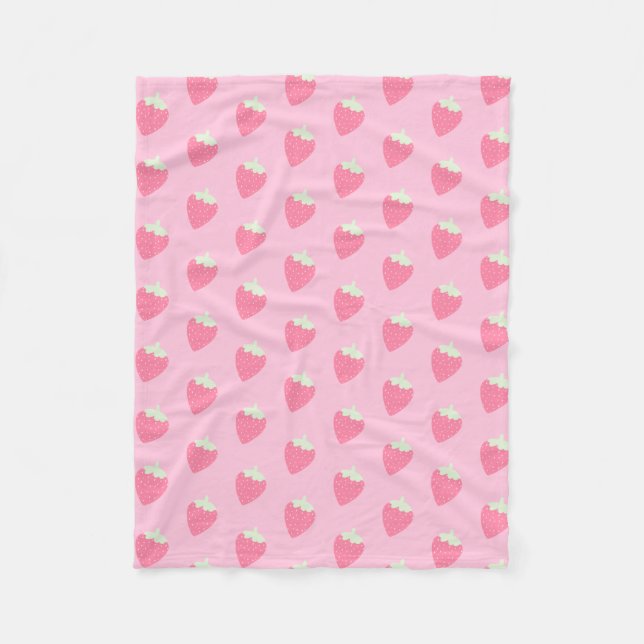 Kawaii Strawberry  Fleece Blanket (Front)